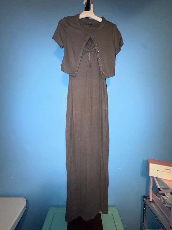 Wild Fable Dresses & Skirts - Wild Fable Women's Ribbed Maxi Bodycon Dress/ Cardigan Set , Heathered Gray